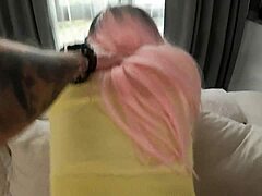 Stepbrother skips school to bend cute tattooed sis over, face fuck her juicy pussy rough like a whore till orgasm