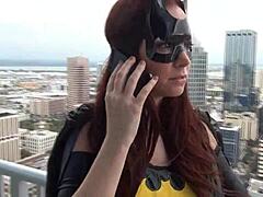 batgirl DRAINS villain's COCK with nylon FOOTJOB to save city!