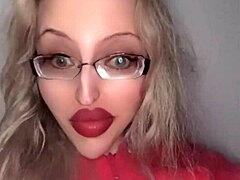 russian glasses babe huge red lips tease