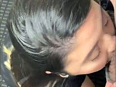 Latina Slut in See-Through Dress Sucks in Hotel Public