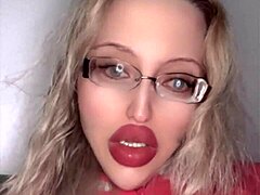 russian glasses babe huge red lips tease