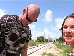 booty sluts suck cocks by train tracks outdoors