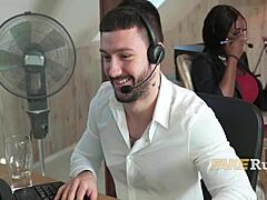 call center coed slurps interracial cumshots in dorm