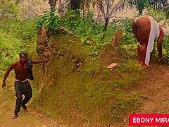 Forest queen bbw bangs stranger cock pussy tits outdoor