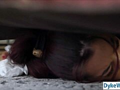 Lesbian customer licks and fucks stuck barista pussy