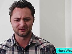 sexy asian teen covers naked body in nuru gel for brad sterling's wet relaxing massage