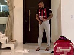 delivery guy bends over horny latina for quick home fuck