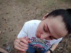 i flashed cock to forest girl now she deepthroats and swallows?