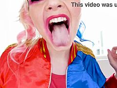 Arielle Aquinas Harley Quinn Blows Huge Cock Swallows Cum