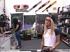 dude pays cash to pawn shop for monster cock creampie on amateur slut