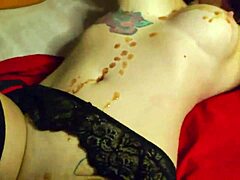 Shackled bitch endures bdsm wax chest tit slaps game