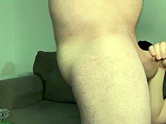 Naughty Girl Deepthroats Daddy's Huge Cock Till Dripping Wet