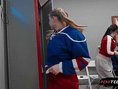 cutie teen with big ass and tits lures cameraman for pov public blowjob in locker room?