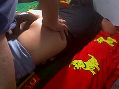 Slut screams in pain orgasming on huge black anal toy!