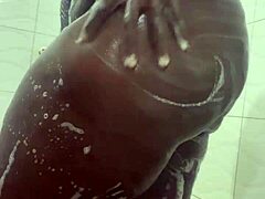 curvy neighbor bathes big tits pussy in shower for fetish peek