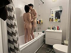 hey stop! you caught me kissing my sexy girlfriend in bathroom