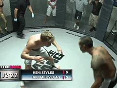 fucking that big tits shaved black milf pussy hard in the mma ring 💦