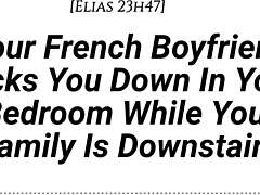 French Boyfriend Pounds You Hard While Family's Downstairs Creampie