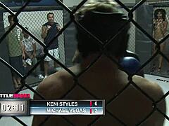 fucking that big tits shaved black milf pussy hard in the mma ring 💦