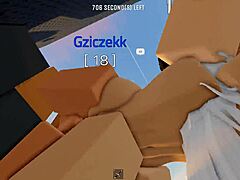 skinny shaved slut in roblox threesome gets pounded