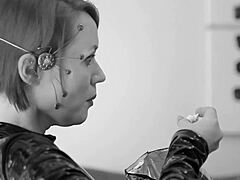 audrey ashes redhead squirts hard in latex scifi fetish