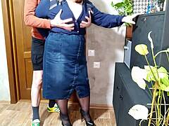 Stepmom's saggy tits and hairy wet pussy in nylons make my cock throb hard