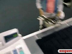 Sneaky Ebony Babe Sucks Monster Cock Secretly