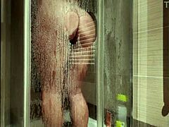 Milf shaves hairy beaver bare before wet shower pussy reveal