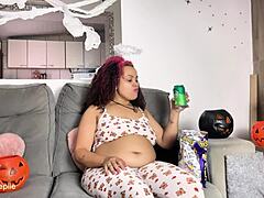 Wanna join this chubby ebony's Halloween night full of farts, burps and ass worship?