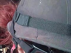 Military girl sucks commander's monster cock hard