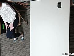 Katy kiss busted shoplifting, lp officer bends her over for hardcore cock feeding punishment