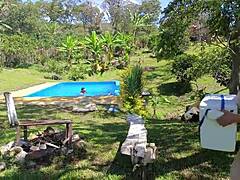 damn that curvy latina boss fucks poolside worker's huge cock 😍🍆💦