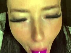 horny american teen coed squirts hard in solo webcam toy masturbation