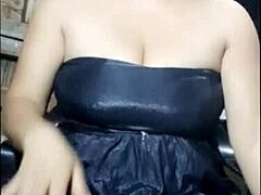 curly latina milf model masturbates her big pussy with thick dildo craving penetration