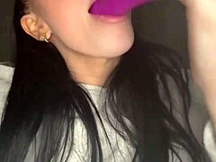 horny american teen coed squirts hard in solo webcam toy masturbation