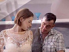 old guy enjoys young beauty's tight pussy