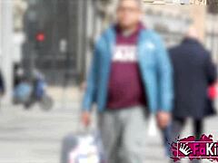 Hot busty Spanish tourist nuria picks up strangers for street quickie sex!