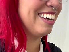 redhead amateur checks apartment but owner fucks her first time