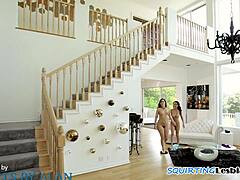 small tits lesbian babe strapon fucked squirts closeup erotic