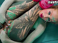 Skinny Tattooed Punk Slut Stretches Tight Asshole With Toys