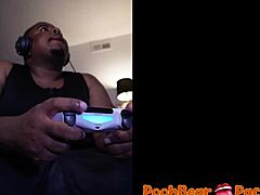 gamer girl strokes fat cock close-up to messy orgasm