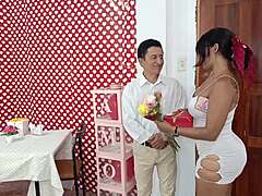 Big ass waitress fucked hard on Valentine's dripping wet