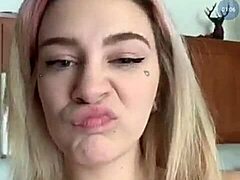 blonde teen big tits ass shakes topless on cam