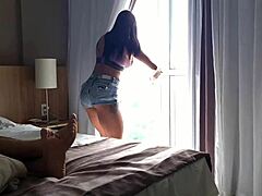 Glamorous brunette maid in costume orgasms on monster cock casting interview