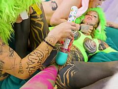 Ever seen inked girls in monster costumes dildo-fuck to lesbian orgy bliss?