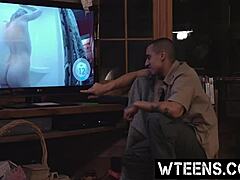 Petite blonde shower turns scary with freaky dick surprise