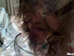 milf deepthroats and titty fucks cock