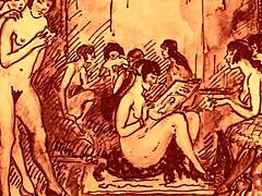 these vintage erotic drawings capture raw antique passion perfectly