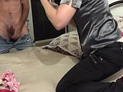 french amateur green leather pants red satin corset pink panties heels doggy pov ass lick blowjob spank