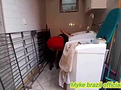 Won't you peek at the maid giving her boss her wet pussy in laundry then tight ass in bedroom?